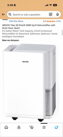 Aeocky 50 Pint Dehumidifier with Drain Hose