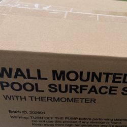 Pool Skimmer with Solar Digital Thermometer, Wall Mount Surface Skimmer with Adjustable Height Bracket, Auto Skimming for Pool Surf