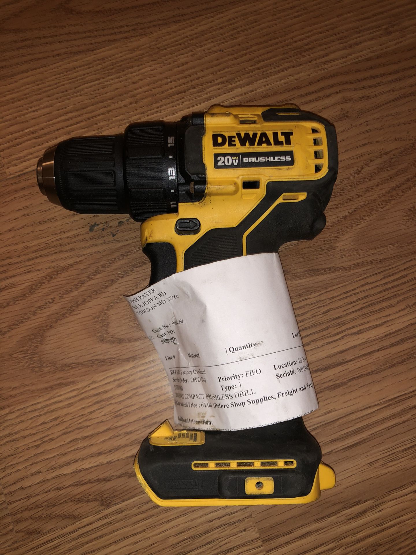 Manufacturer refurbished Dewalt 20v Max Brushless 1/2” drill driver (tool only)