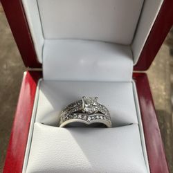 White gold diamond wedding set