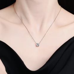 Brand New 1ct Moissanite Diamond Round Cut Necklace S925 Sterling Silver