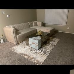 couch,table and rug 