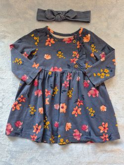 Carter's, Baby Girl Floral Dress with Headband, 9 Mo