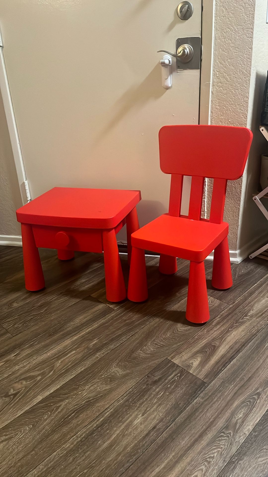 Red IKEA Kids Desk