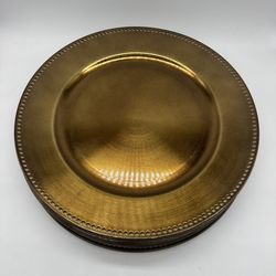 Set of 12 Bronze Beaded Charger Plates – Decorative Table Chargers