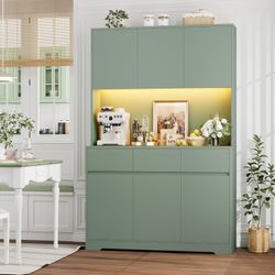 LED 71" Pantry Cabinet with Power Outlets