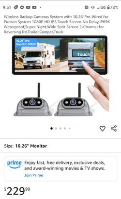 Wireless Backup Camera System with 10.26" Monitor