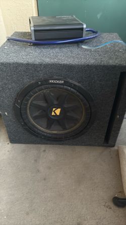 Kicker 8inch sub in box with amp
