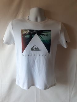 Quiksilver boys white graphic short sleeve t-shirt size L