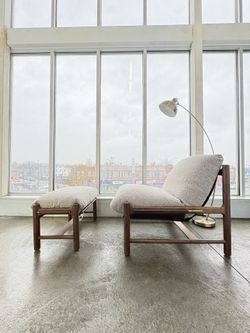 Denver Modern Avon Midcentury Modern Minimalist Gray Brown Fabric Chair Ottoman (🚚 Free Delivery)