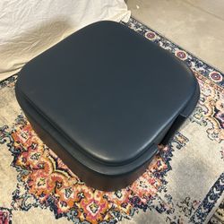 Blue Leather Ottoman