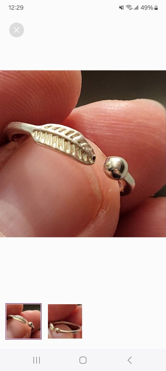 925 Sterling Silver Feather Toe Ring