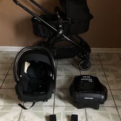 PRACTICALLY NEW MAXI COSI ZELIA 5 IN 1 TRAVEL SYSTEM STROLLER CAR SEAT AND BASSINET TWO CAR SEATS ADAPTER INCLUDED!!!!