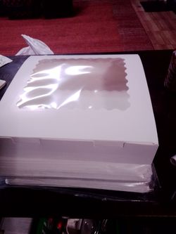 White Bakery Box with Window 10 by 10 by 2 /15.00 per doz