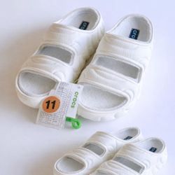 Crocs Classic Cozzzy Sandal White Fuzzy Lined Slides Unisex Men 11 Women 13 New