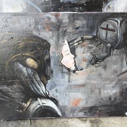 Original Surreal Sci-Fi Painting – Human vs Machine