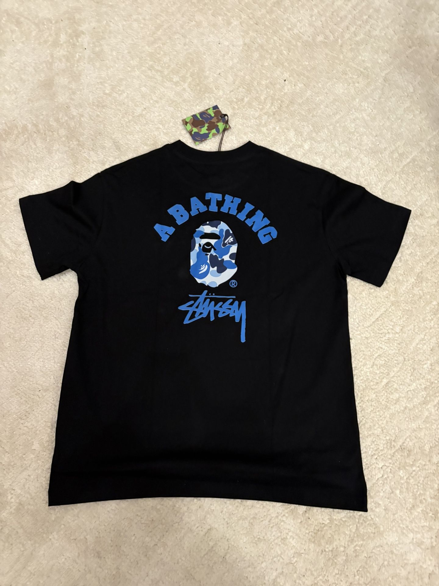 Bape X Stussy Camo Blue Tee