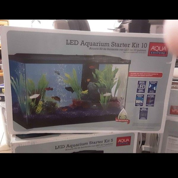 10 Gls. Fish Tank With Filter, Lights,  Hood.