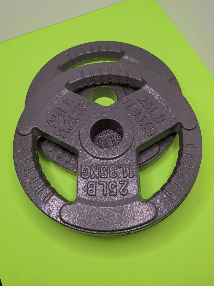 2" Center Cast Iron 2 X 25 Lb Weight Plate Strength Training & Weightlifting