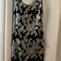 Ralph Lauren Evening Black & Gold Beaded Dress, Sz.8