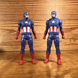 Hasbro Marvel Universe All Star Captain America 6" Action Figure 2015 Lot of 2