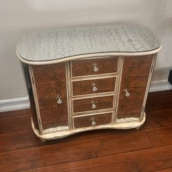 Elegant Mirrored Accent Cabinet – Vintage Style with Crystal Knobs
