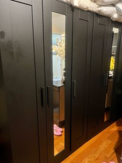 2 IKEA, black wardrobe