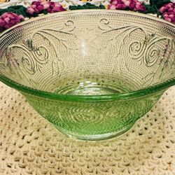 Set Of 6 Tiara Indiana Sandwich Glass Chantilly Green 5 1/2" Salad Bowls 