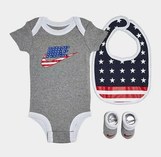 3 Piece Nike Baby Outfit / Gift Set, USA, Patriotic, July 4th