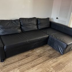 IKEA Genuine Leather Sofa Bed (Queen Size) With Storage 