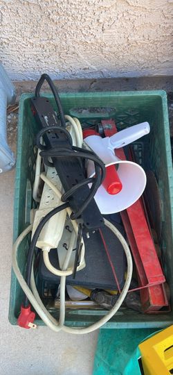 Mixed Lot of Cords, Power Strips, and Tools