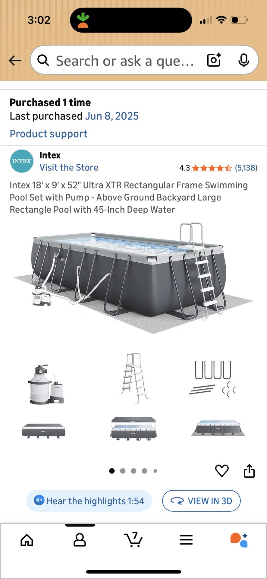 Large Rectangle Intex Pool, Pump, Ladder, & Accessories