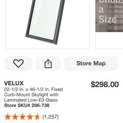 VELUX 22-1/2 in. x 46-1/2 in. Fixed Curb-Mount Skylight with Laminated Low-E3 Glass