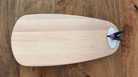 Wooden Cutting Board with Ceramic Hummingbird