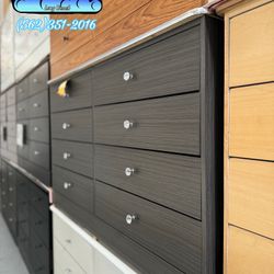 Eight Drawer Grey With Diamond Knobs Chest Dresser 