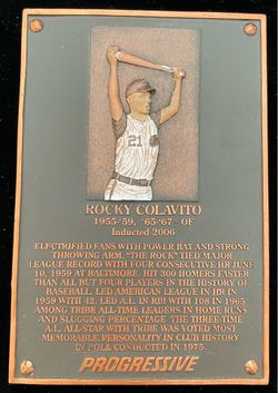 Rocky Colavito replica Hall of Fame plaque