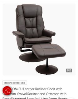 Leather recliner chair with ottoman