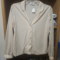 Lee Mar Nylon L/S Pajama Beige Shirt LG 1970s