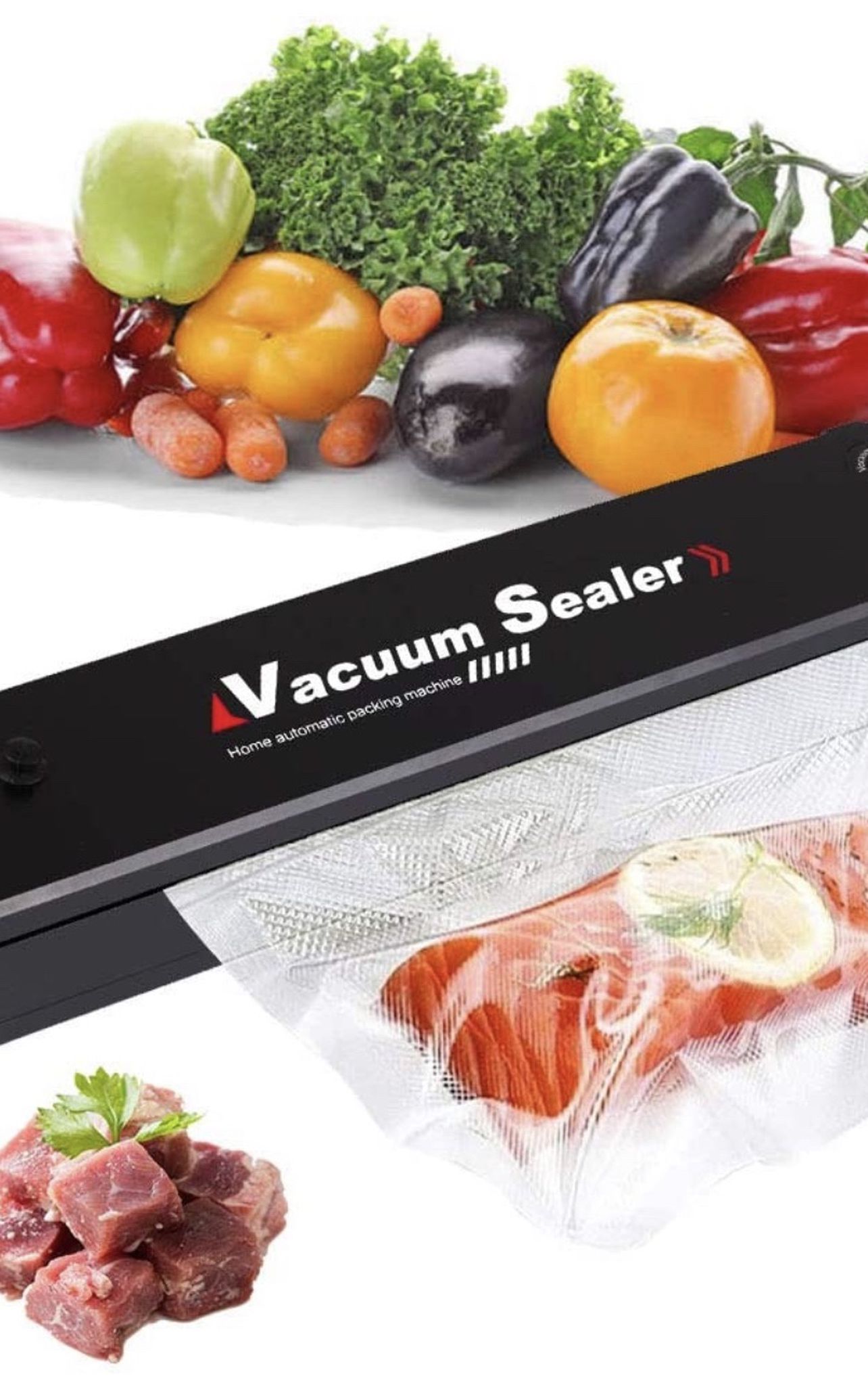 Vacuum Sealer Machine, 2021 Upgraded, Automatic Vacuum Sealer for Food Preservation, Suitable for Dry & Moist Food, Food Saver with 15 Vacuum Sealer B