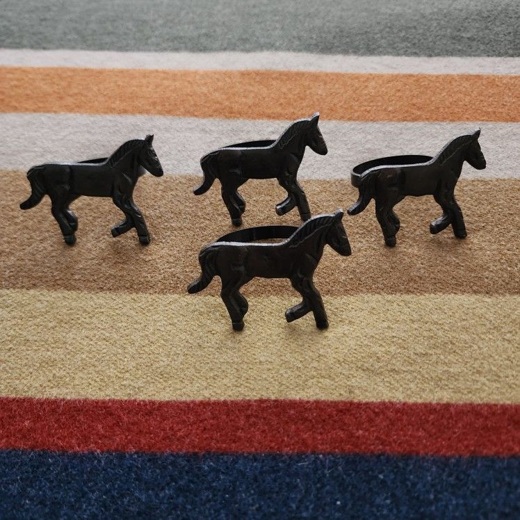 Beautiful Horse Metal Napkin Ring Set of 4