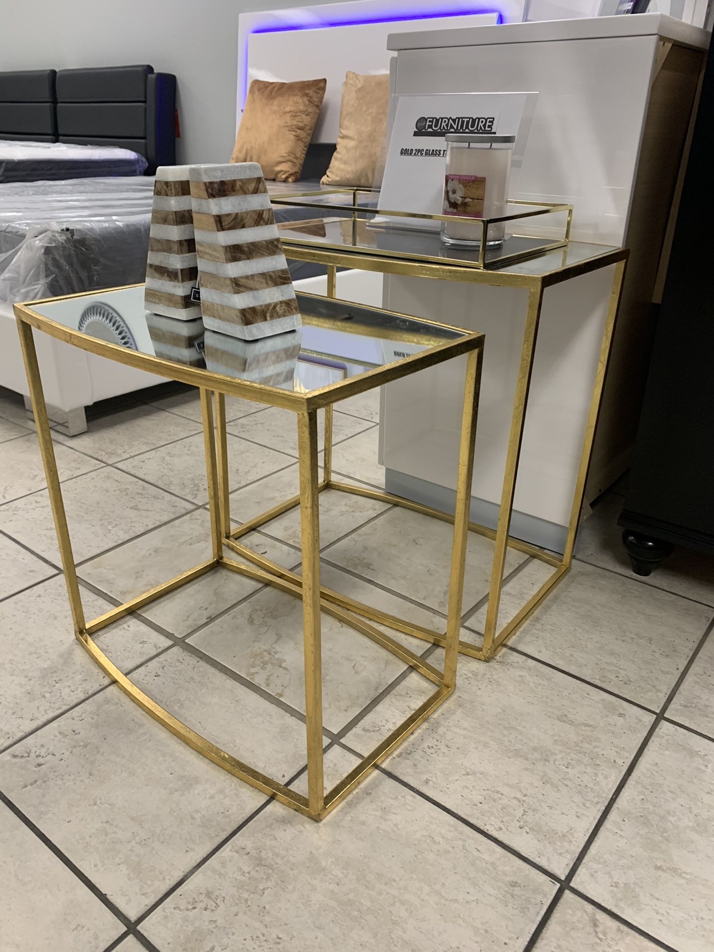 Gold Accent Side Table Set