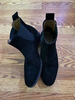 USED Men's Classic Double Elastic Dress Chelsea Boots - Faux Suede PIERRE CARDIN