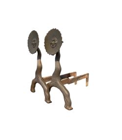 Antique Bradley & Hubbard Cast Iron Figural Sun Andirons.