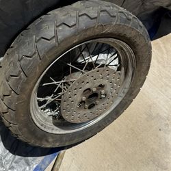 Motorcycle Wheels And Handle Bars 