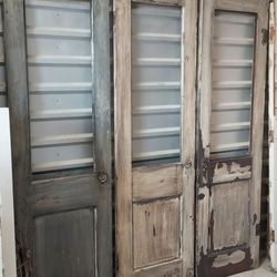 Three Vintage Refinished Rustic Half Lite Pantry Doors