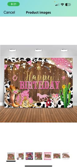 Cowgirl Themed Backdrop And Tablecloth 
