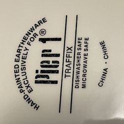 Pier 1 Traffix Hand painted Earthenware Set Of 9 Plates 