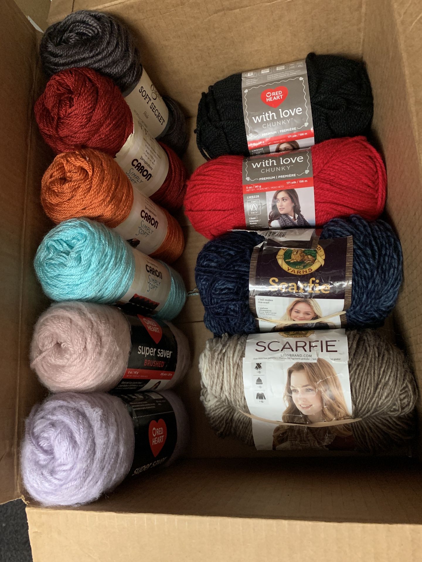 10 Skein Yarn Lot Variety Crochet Knit