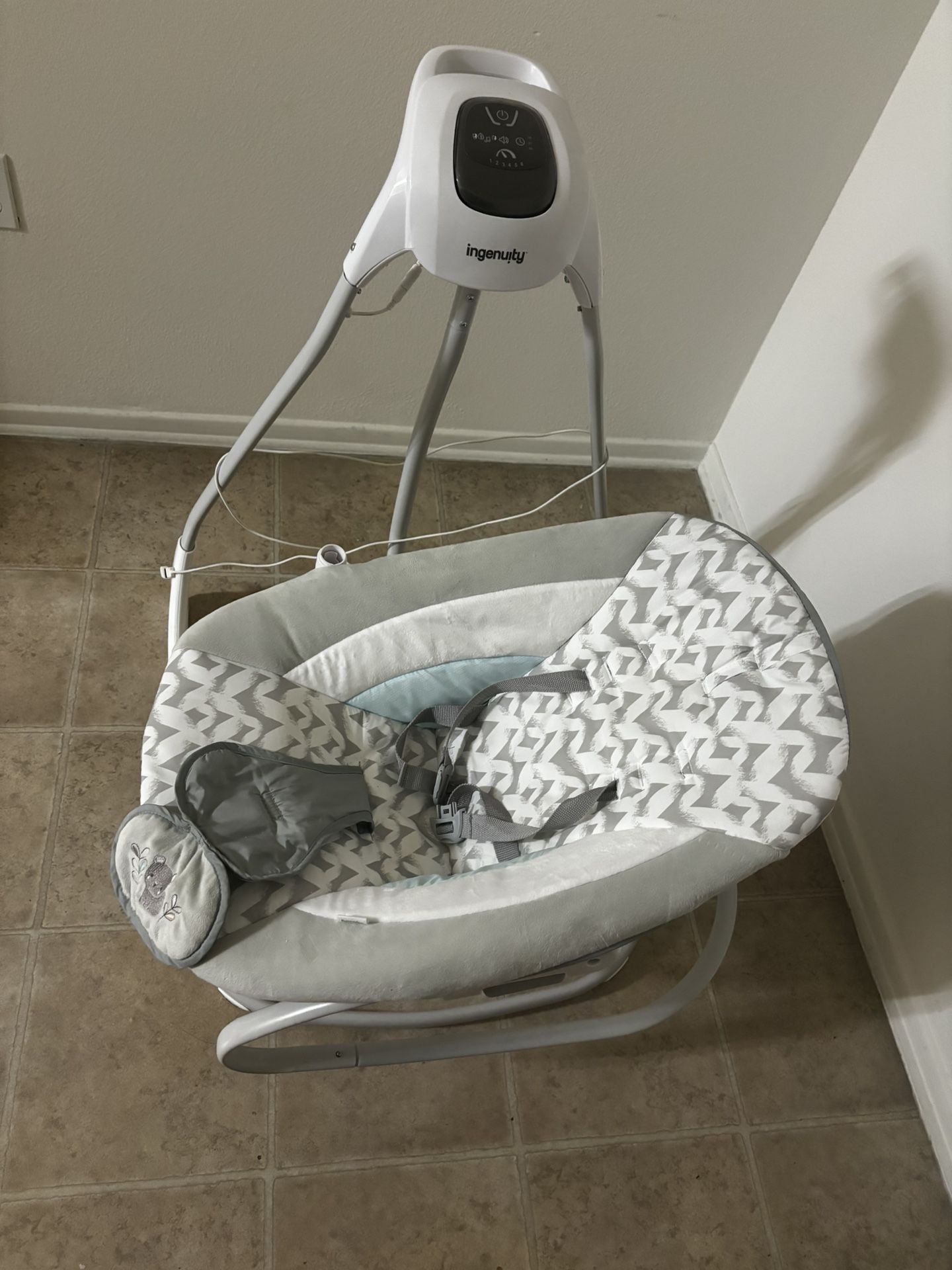 Ingenuity InLighten 2-in-1 Baby Swing & Rocker with Vibrations, Swivel Seat, Easy-Fold, Sounds & Lights