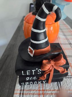 Halloween Witch Hat "Let's Get Spooky" Figurine